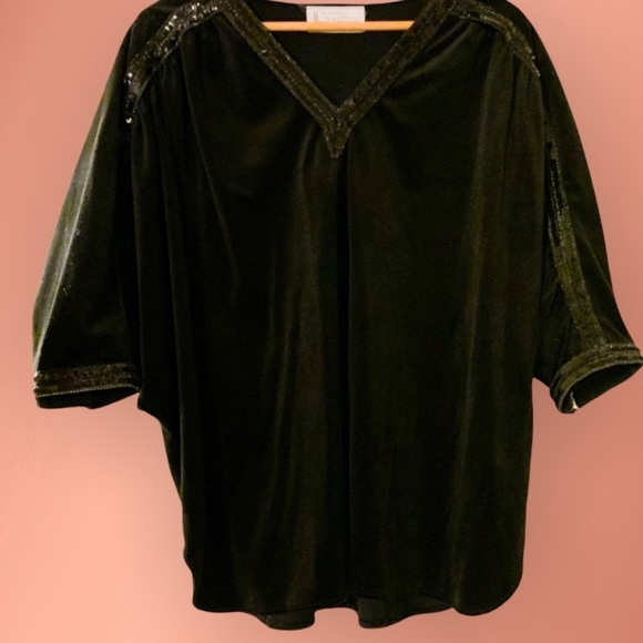 TOM BEZDUDA for Barad & Co. Vintage 70’s Flowy Black Sequin Top-Size Large - Picture 5 of 10